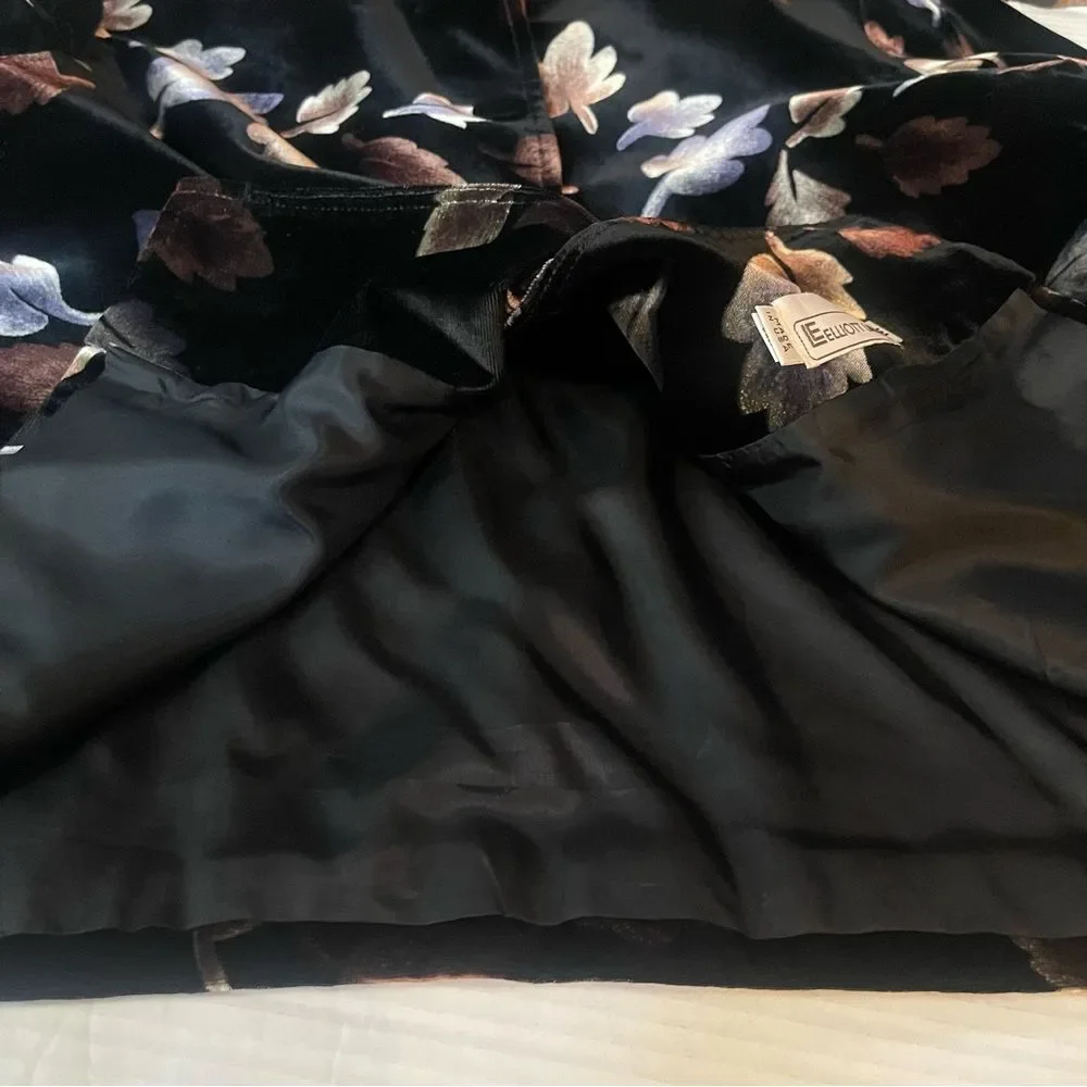 Elliott Lauren Black Velvet Metallic Floral Blazer Jacket NWOT Size M